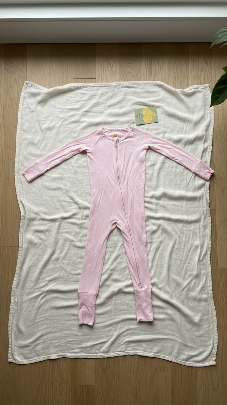 Blush Embrace footie pajamas flat lay