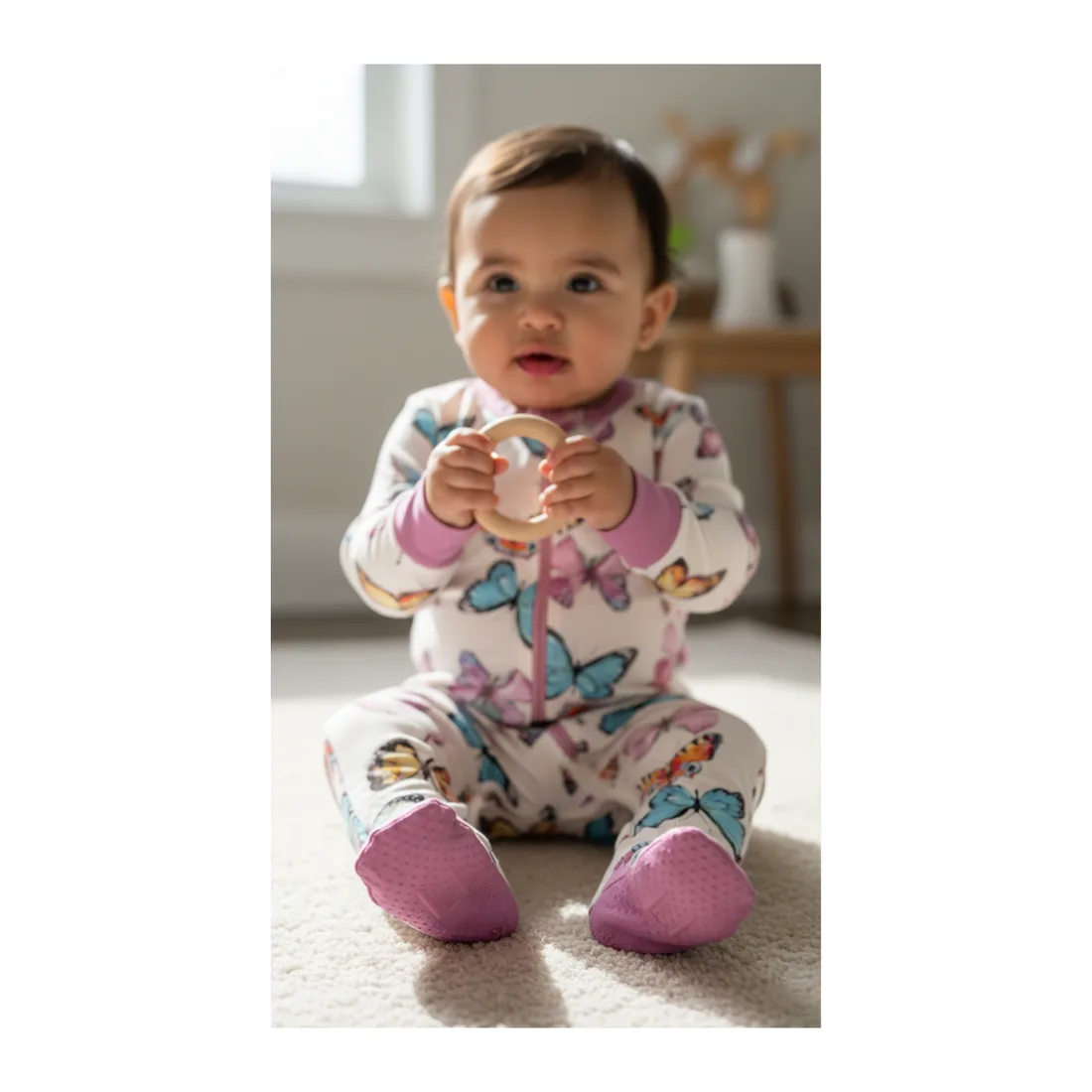 Non-slip foot grips and convertible fold-over cuffs, footed or footless.