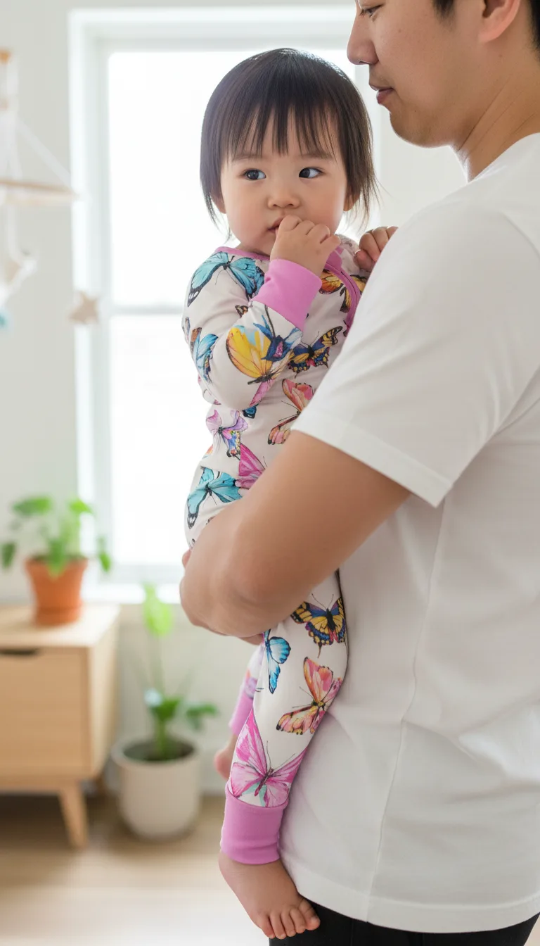 Baby wearing Liyah Loom Butterfly Bloom viscose from bamboo footie pajamas